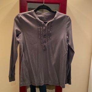 Eddie Bauer size L, grey pullover shirt